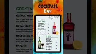 Cocktail Bar Menu  #MenuCardDesign #MenuDesign #GraphicDesign