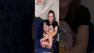 Tiktok girl shows soft feet on couch