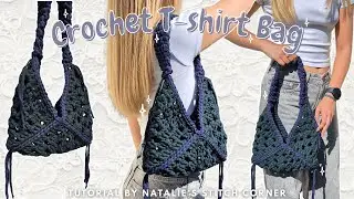 ⟡ crochet t-shirt bag tutorial | granny square walkthrough | viral pinterest bag ⟡
