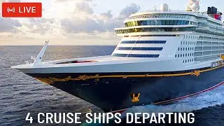 SHIPS TV - 4  Cruise Ships Departing Port of Southampton (LIVE)