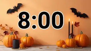 8-Minute Cozy Halloween Pumpkin Timer 🎃🕯️ | Relaxing Countdown with Candles & Autumn Vibes