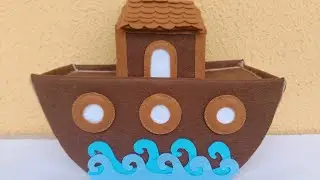 Arca de Noé feita com papelão e feltro - Parte 1..Molde grátis #feltro#artesanato#arcadenoe