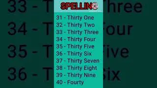31 to 40 Numbers | 31 to 40 spelling # shorts | Number spelling in English|