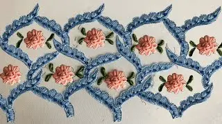 Hand Embroidery: Very Unique Border Embroidery - Brazilian Embroidery - Table Runner Embroidery