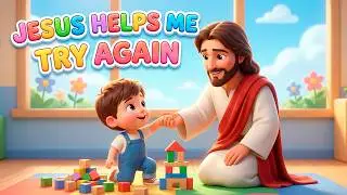 Jesus Helps Me Try Again 🤍 Christian Song for Kids | Learning & Faith