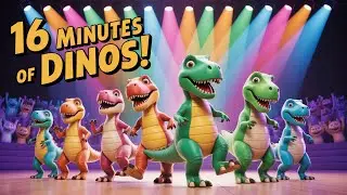 16 Minutes Dino Dance Party 🦖🎵 | Best T-Rex Songs for Kids