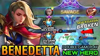 Benedetta MANIAC & SAVAGE! New Broken Assasin? Honor Blade Benedetta New Hero Double Gameplay - MLBB