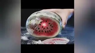 AI Frozen Fruit Cutting | Ultra Satisfying ASMR 🍉❄️Golden theme asmr