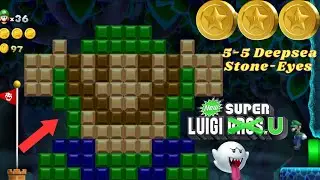 [New Super Luigi U Deluxe] 5-5 Deepsea Stone-Eyes All 3 Star Coins + Secret Exit 100%