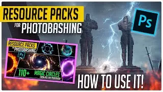 PHOTOBASHING Concept Art TUTORIAL: How to use MAGIC CIRCLE Effect Overlay Resource Pack in Photoshop