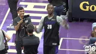 Marvin Bagley, Harry Giles entertain during Kings rookie dance contest at Fan Fest