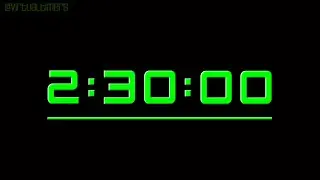 2 Hours and 30 Minutes Countdown Timer - Green Embossed with Alarm, Time Markers and Progress Bar.