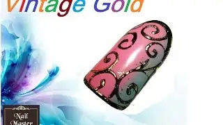 Vintage GOld Foil Window nail art tutorial - Золотой Витраж - красивый дизайн маникюра