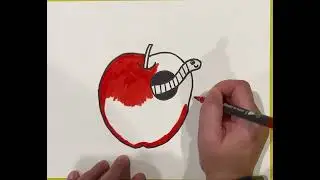 How to draw an apple with a worm for kids @AlliesArtforKids 