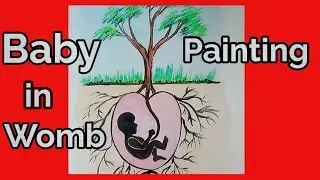 Baby in womb painting / Creative art painting / Fetus vector painting Creative DIY paintings #shorts