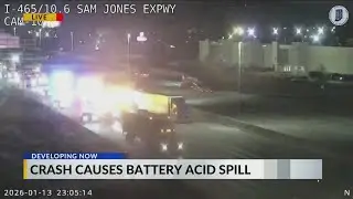 Battery acid spilled on I-465 in Indianapolis