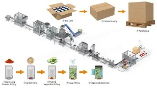 Automatic Container Filling Line with Cartoning Boxing Palletizing Packing System