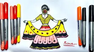 How to draw a girl with lehenga II Drawing girl I#drawing 