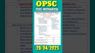 Odisha Public Service Commission (OPSC)Asst Executive Engineer (Civil & Mechanical)&nbsp;Vacancy&nbsp;2023#job
