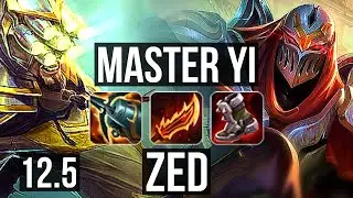 MASTER YI vs ZED (JNG) | Rank 1 Yi, Quadra, 6 solo kills, 400+ games | BR Challenger | 12.5