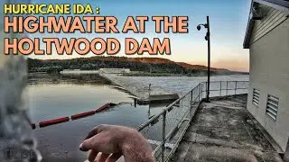 Hurricane Floodwaters Raging Over Dam