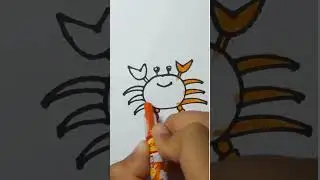 Kids Learn To Draw A Simple Crab🦀#artforkid #drawanimals #drawforkids#shorts #drawingacrab#artshorts