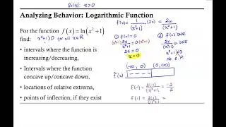 Behavior of a Logarithmic Function: Increasing, Decreasing, Relative Extrema