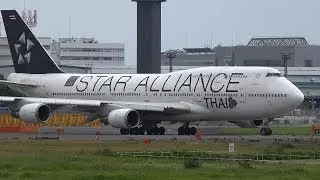 Thai Airways International Star Alliance Livery Boeing 747-400 HS-TGW Takeoff from NRT 16R