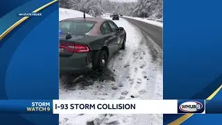 New Hampshire State Police cruiser sideswiped on I-93 in Thornton