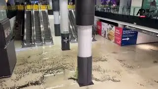 Flooding inside Toronto&rsquo;s Union Station after severe storm hits the city