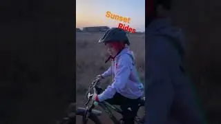 Sunset fitness session. MTB riding. Kids fitness.