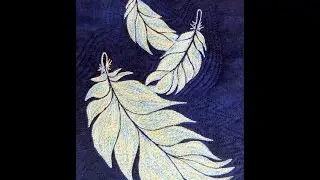 Thread Sketching in Action No 15   Thread Painted Trio of Feathers