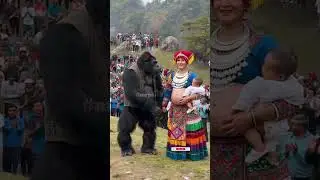 When gorillas and humans perform at the mountain top #nature #animals #top
