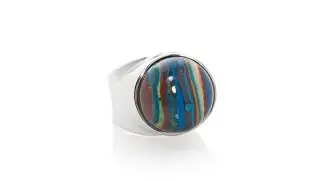 Jay King Rainbow Calsilica Sterling Silver Ring