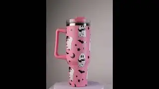 Pink Halloween Ghost Tumbler with Handle and Lid, Stainless Steel Travel Mug #shorts #smartgadgets
