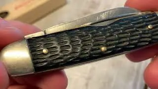 Vintage 1940 to 1964 Case XX 640045R 4 blade camping knife EBay find with delrin handles and bail