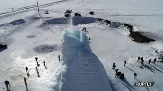 Rare ice volcano spotted in Kazakhstan