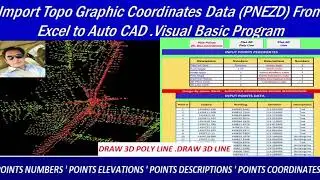 Import  Survey Coordinates Data( PNEZ) Form Excel To Auto CAD.