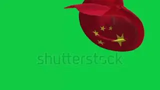 China flag ribbon transitions loop green screen 4k