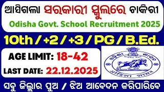 Govt. ସ୍କୁଲରେ ଚାକିରୀ | Government School Recruitment 2025 | New Job Vacancy 2025