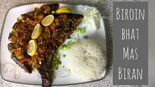 How to cook biroin bhat | Mas biran | Fried fish | Glutinous  rice