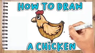 HOW TO DRAW A CHICKEN EASY STEP BY STEP | CARTOON CHICKEN DRAWING BY BOXLINE