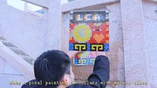 Make a pixel painting of dollars with mosaic tiles#art #mosaictiles #handmade #china #DIY #pixels 