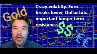 Crazy volatility. Euro breaks lower, Dollar hits important longer term resistance.