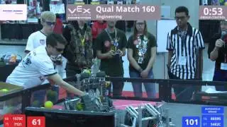 VEX Worlds 2016 - VRC High School - Engineering - Qual 160 (1575C 7121) 148 vs 246 (8659G 5482C)