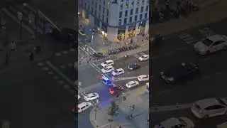 Spain Madrid Police guardia civil responding in heavy traffic with super loud siren
