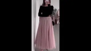 elegant stunning pink tulle skirt paired with a chic black top #fashion #style #classy #beauty