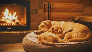 🔥🐶😴Instantly Calming Sleeping Dog Fireplace Peaceful Cabin Ambience for Sleep Anxiety Relief 🔥