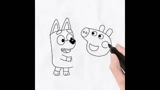 Bluey & Peppa Pig Easter Egg Drawing &ndash; Cute Cartoon Mashup #shorts