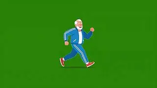 Old man in blue tracksuit jogging on green screen background | Akashtola #copyrightfree